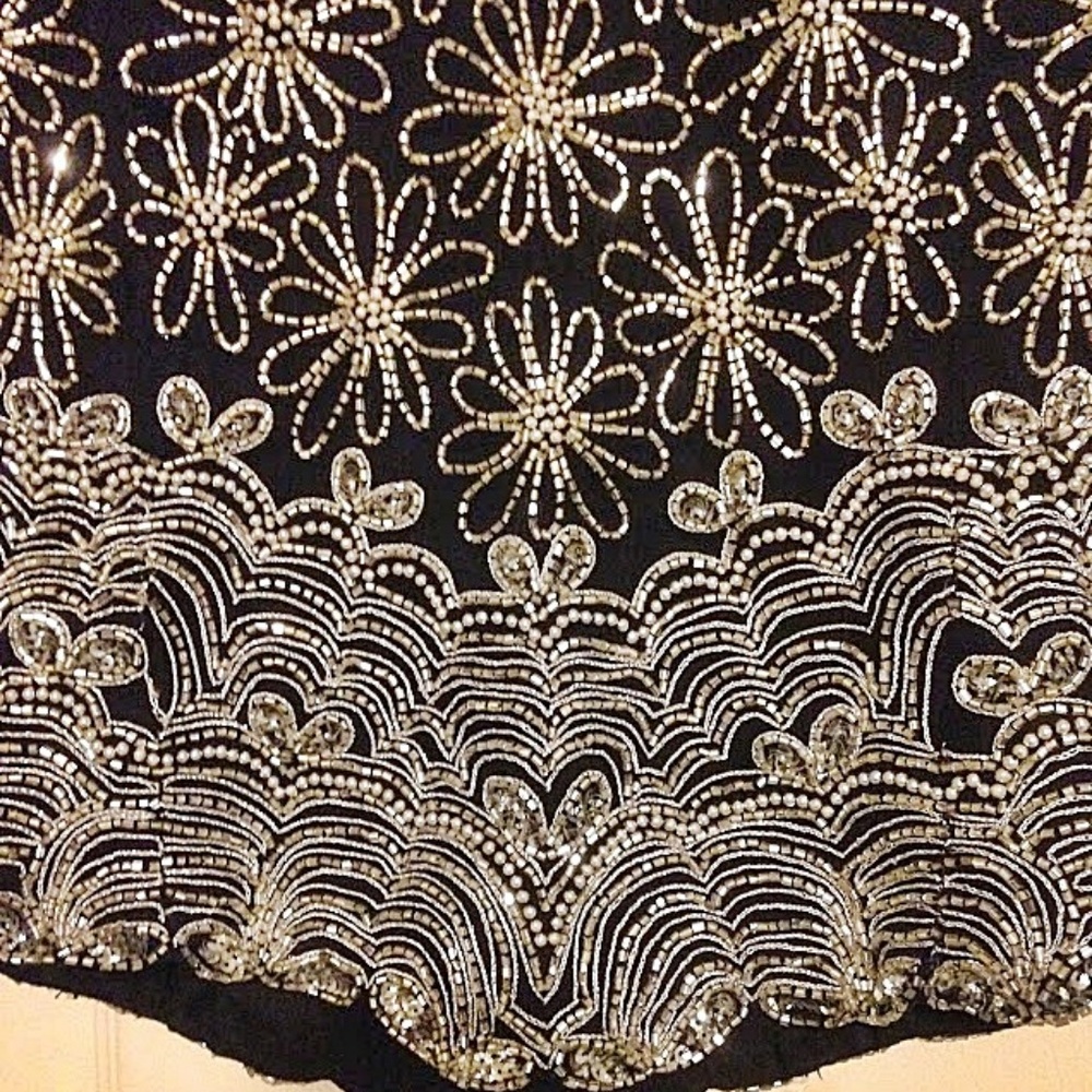 STUNNING PAPELL BOUTIQUE EVENING SILK BEADED TOP L